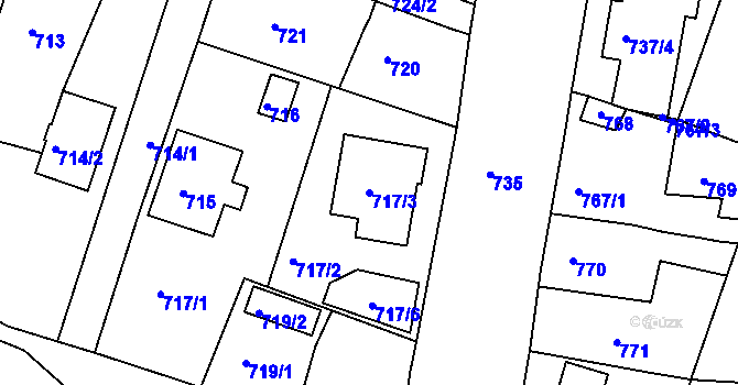 Parcela st. 717/3 v KÚ Opavské Předměstí, Katastrální mapa