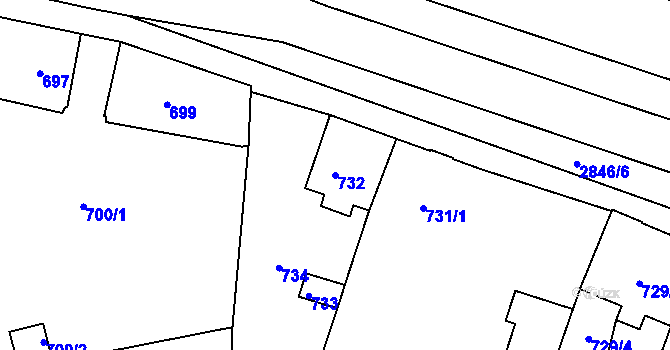 Parcela st. 732 v KÚ Opavské Předměstí, Katastrální mapa