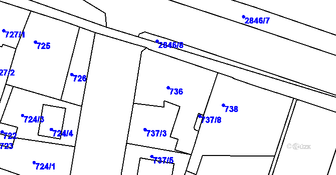 Parcela st. 736 v KÚ Opavské Předměstí, Katastrální mapa