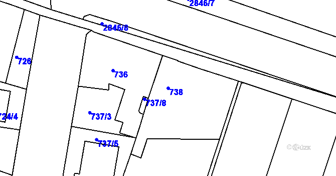 Parcela st. 738 v KÚ Opavské Předměstí, Katastrální mapa