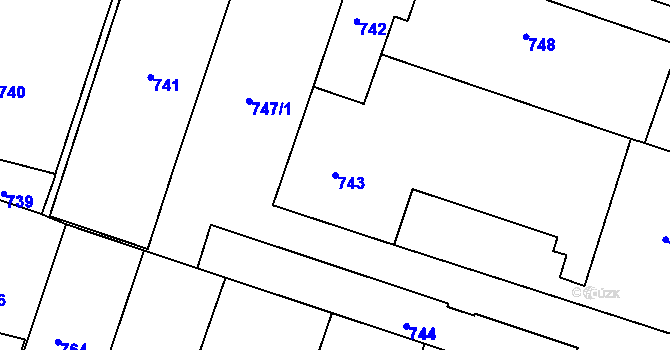 Parcela st. 743 v KÚ Opavské Předměstí, Katastrální mapa