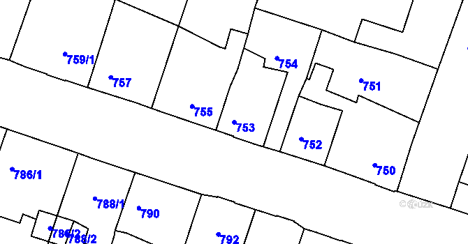 Parcela st. 753 v KÚ Opavské Předměstí, Katastrální mapa