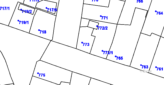 Parcela st. 773 v KÚ Opavské Předměstí, Katastrální mapa
