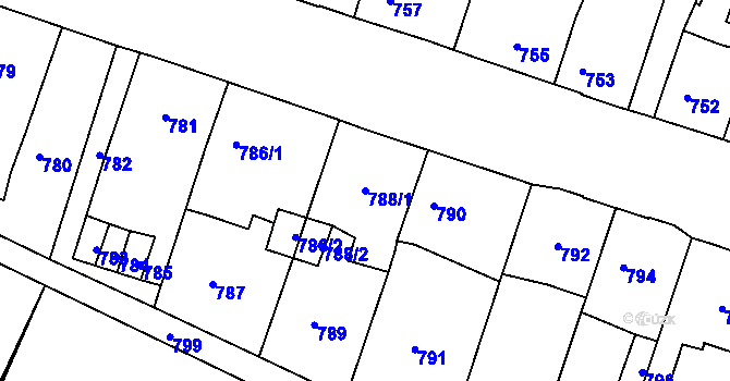 Parcela st. 788/1 v KÚ Opavské Předměstí, Katastrální mapa