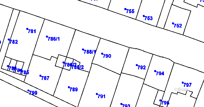 Parcela st. 790 v KÚ Opavské Předměstí, Katastrální mapa