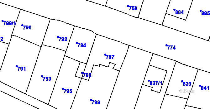 Parcela st. 797 v KÚ Opavské Předměstí, Katastrální mapa