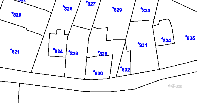Parcela st. 828 v KÚ Opavské Předměstí, Katastrální mapa