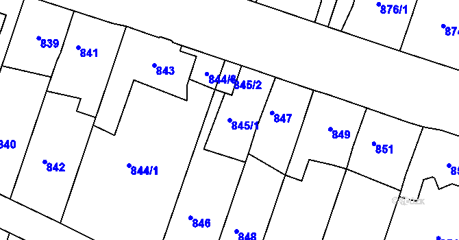 Parcela st. 845/1 v KÚ Opavské Předměstí, Katastrální mapa