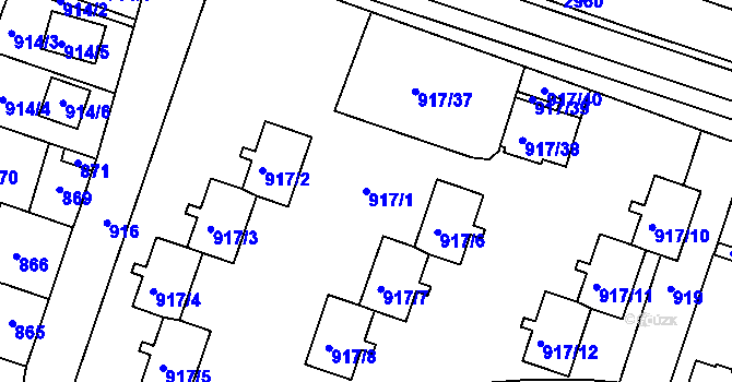 Parcela st. 917/1 v KÚ Opavské Předměstí, Katastrální mapa