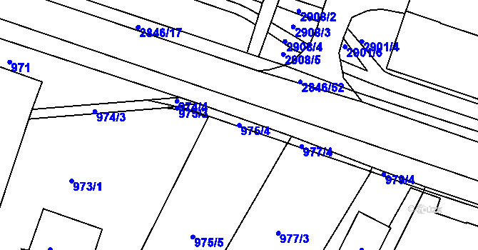 Parcela st. 975/4 v KÚ Opavské Předměstí, Katastrální mapa