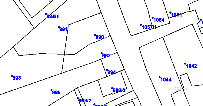 Parcela st. 992 v KÚ Opavské Předměstí, Katastrální mapa