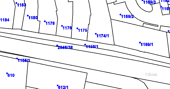 Parcela st. 1158/1 v KÚ Opavské Předměstí, Katastrální mapa