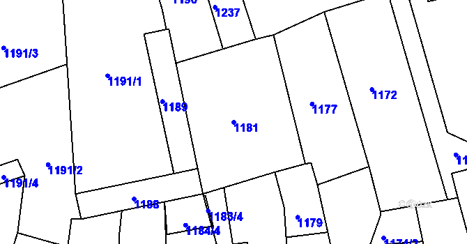 Parcela st. 1181 v KÚ Opavské Předměstí, Katastrální mapa