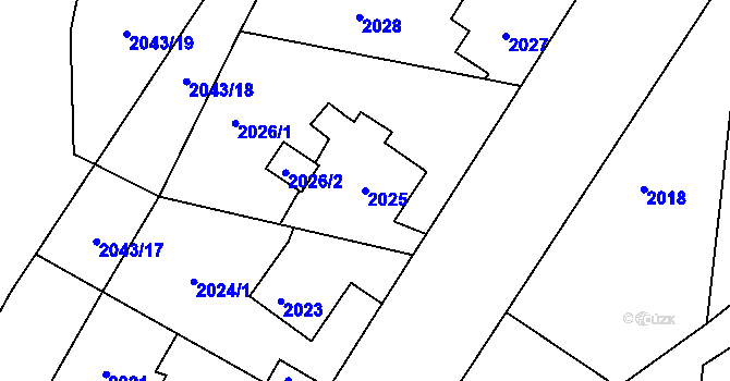 Parcela st. 2025 v KÚ Opavské Předměstí, Katastrální mapa