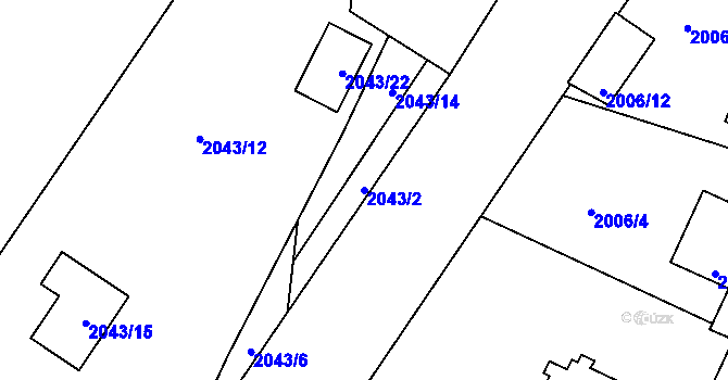 Parcela st. 2043/2 v KÚ Opavské Předměstí, Katastrální mapa