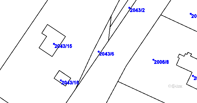 Parcela st. 2043/6 v KÚ Opavské Předměstí, Katastrální mapa