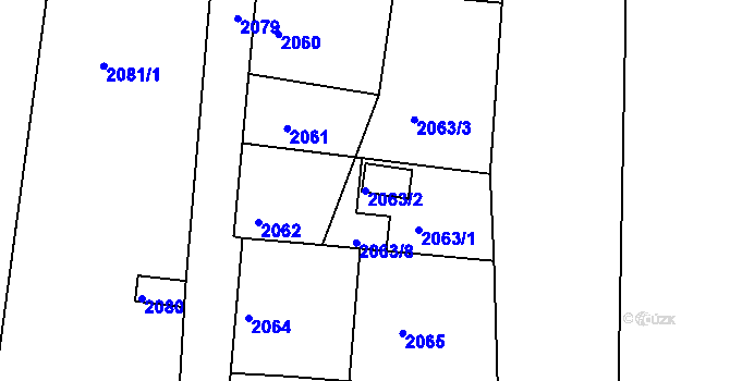 Parcela st. 2063/2 v KÚ Opavské Předměstí, Katastrální mapa