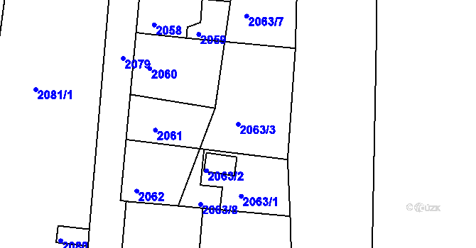Parcela st. 2063/3 v KÚ Opavské Předměstí, Katastrální mapa