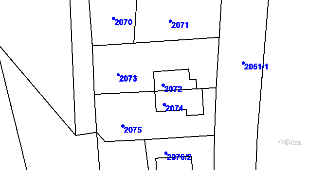 Parcela st. 2072 v KÚ Opavské Předměstí, Katastrální mapa