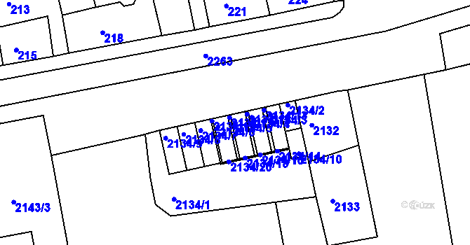 Parcela st. 2134/5 v KÚ Opavské Předměstí, Katastrální mapa