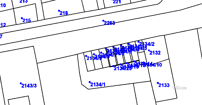 Parcela st. 2134/7 v KÚ Opavské Předměstí, Katastrální mapa