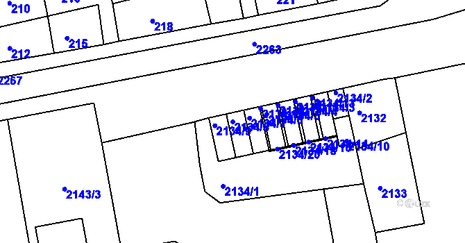Parcela st. 2134/8 v KÚ Opavské Předměstí, Katastrální mapa