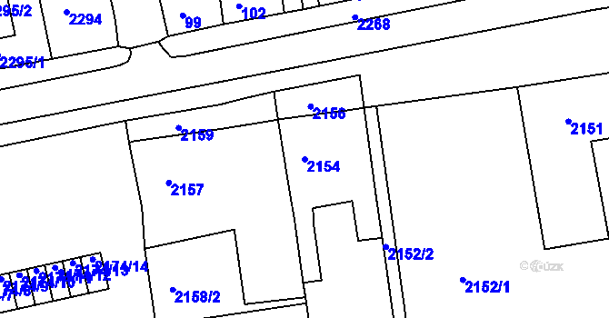 Parcela st. 2154 v KÚ Opavské Předměstí, Katastrální mapa