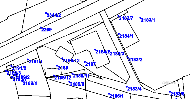 Parcela st. 2184/2 v KÚ Opavské Předměstí, Katastrální mapa