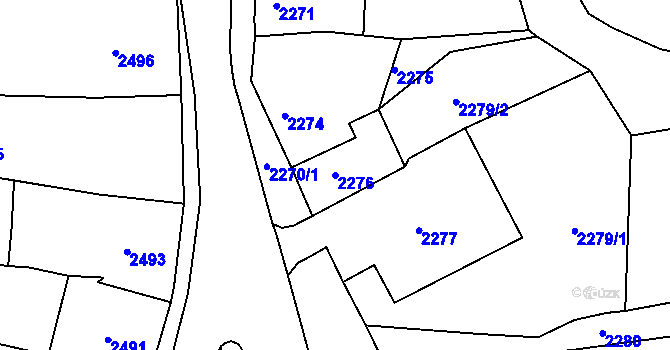 Parcela st. 2276 v KÚ Opavské Předměstí, Katastrální mapa