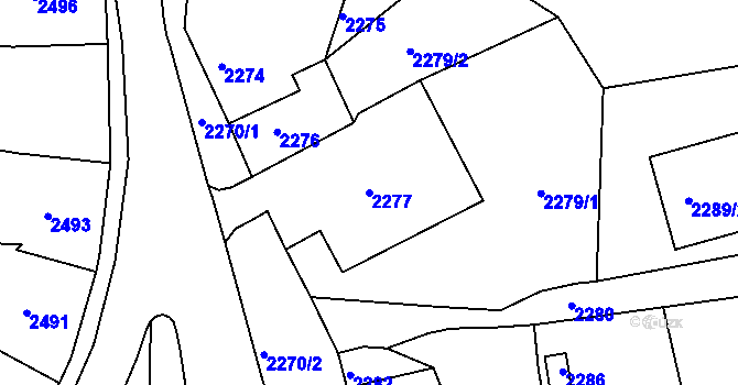 Parcela st. 2277 v KÚ Opavské Předměstí, Katastrální mapa