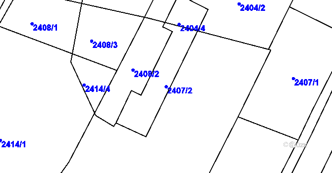 Parcela st. 2407/2 v KÚ Opavské Předměstí, Katastrální mapa
