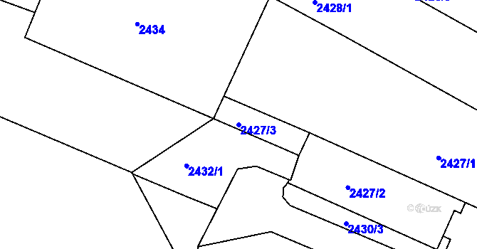 Parcela st. 2427/3 v KÚ Opavské Předměstí, Katastrální mapa