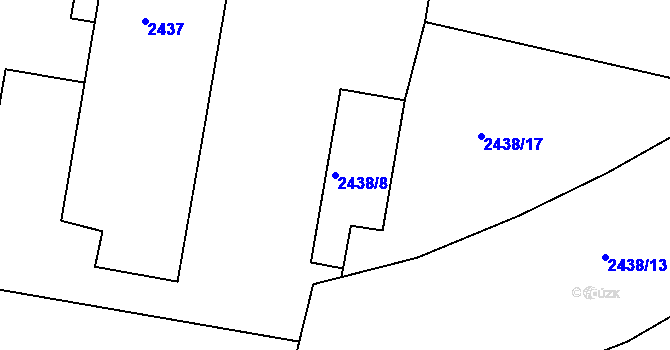 Parcela st. 2438/8 v KÚ Opavské Předměstí, Katastrální mapa
