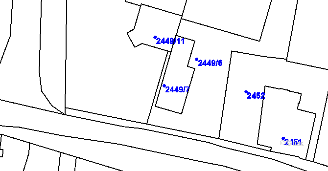 Parcela st. 2449/7 v KÚ Opavské Předměstí, Katastrální mapa