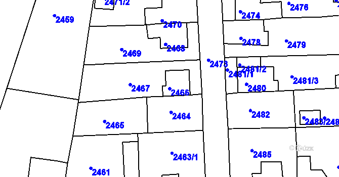 Parcela st. 2466 v KÚ Opavské Předměstí, Katastrální mapa