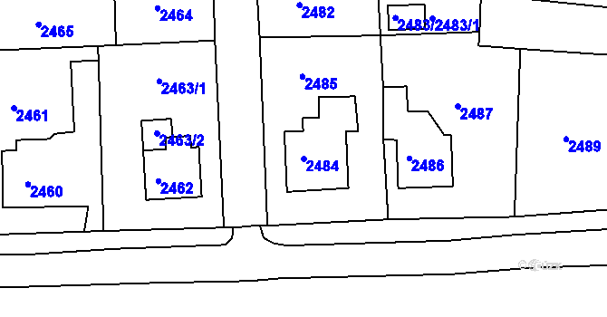 Parcela st. 2484 v KÚ Opavské Předměstí, Katastrální mapa