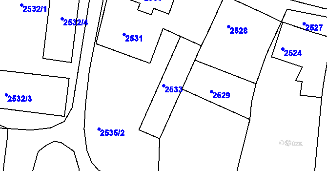 Parcela st. 2533 v KÚ Opavské Předměstí, Katastrální mapa