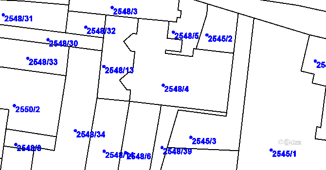 Parcela st. 2548/4 v KÚ Opavské Předměstí, Katastrální mapa