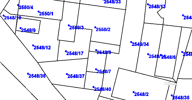 Parcela st. 2548/8 v KÚ Opavské Předměstí, Katastrální mapa