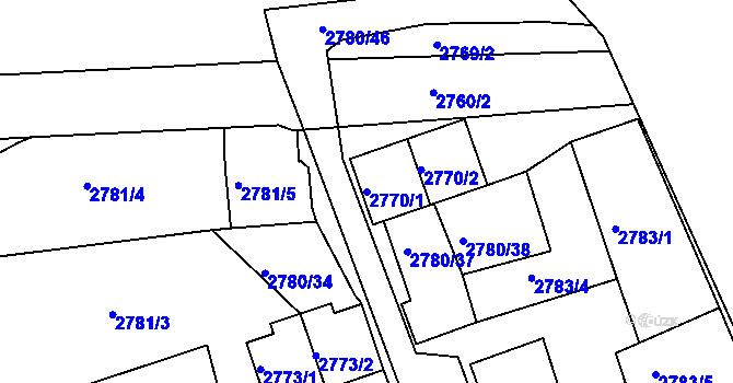 Parcela st. 2770/1 v KÚ Opavské Předměstí, Katastrální mapa