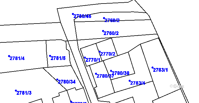 Parcela st. 2770/2 v KÚ Opavské Předměstí, Katastrální mapa