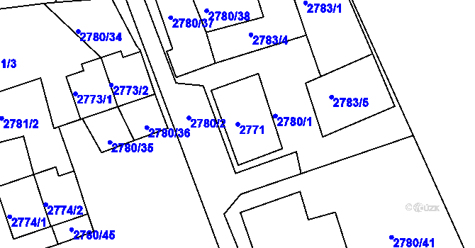 Parcela st. 2771 v KÚ Opavské Předměstí, Katastrální mapa