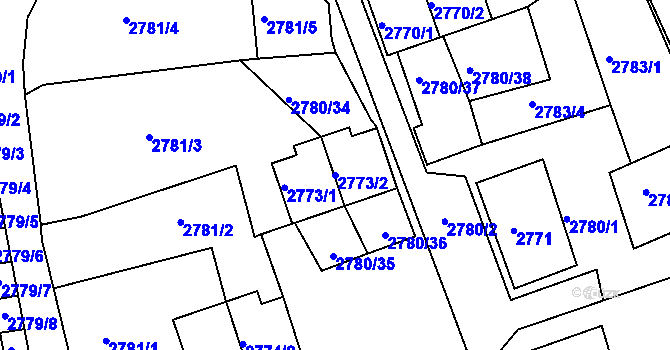 Parcela st. 2773/2 v KÚ Opavské Předměstí, Katastrální mapa