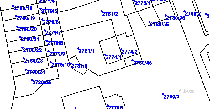 Parcela st. 2774/1 v KÚ Opavské Předměstí, Katastrální mapa