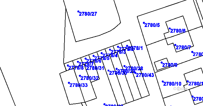 Parcela st. 2778/4 v KÚ Opavské Předměstí, Katastrální mapa