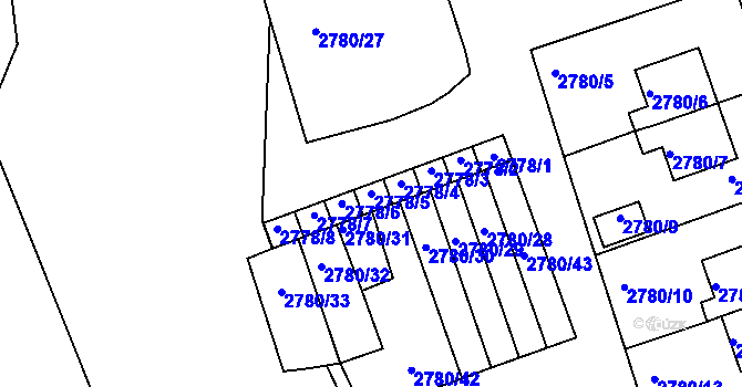 Parcela st. 2778/5 v KÚ Opavské Předměstí, Katastrální mapa