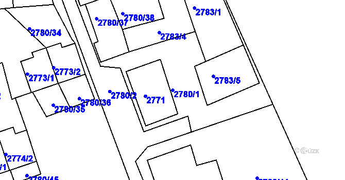 Parcela st. 2780/1 v KÚ Opavské Předměstí, Katastrální mapa