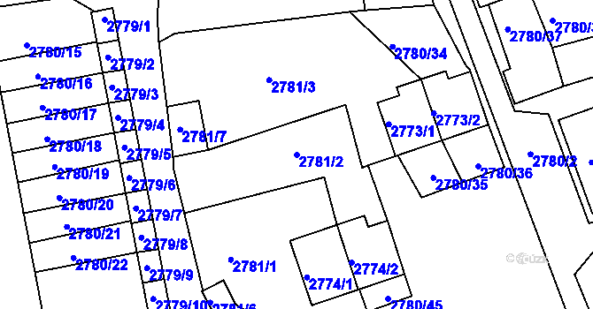 Parcela st. 2781/2 v KÚ Opavské Předměstí, Katastrální mapa