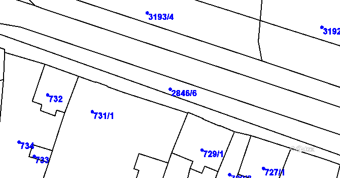 Parcela st. 2846/6 v KÚ Opavské Předměstí, Katastrální mapa
