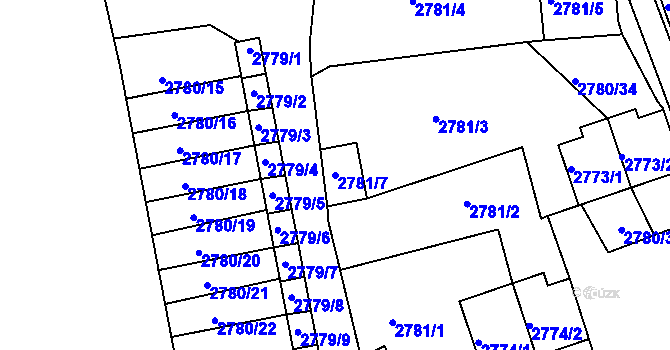 Parcela st. 2781/7 v KÚ Opavské Předměstí, Katastrální mapa
